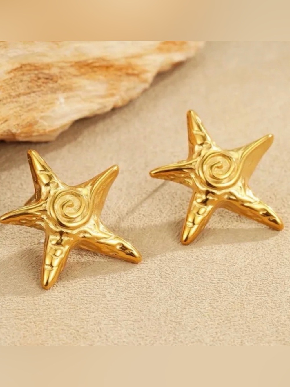 Gold Starfish Stud Earrings